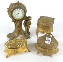 ART NOUVEAU CLOCK & VANITY BOXES