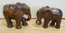 PAIR OF LARGE WOODEN "ELEPHANT" SCULPTURES