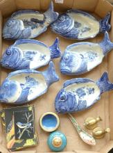 "FISH" RAMEKINS, MINIATURE PAINTINGS, ETC.
