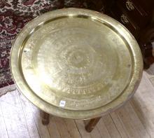 BRASS TRAY TOP SIDE TABLE