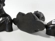 THREE AFRICAN EBONY BUSTS