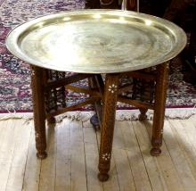 BRASS TRAY TOP SIDE TABLE