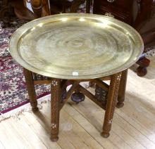 BRASS TRAY TOP SIDE TABLE