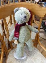 TWO TEDDY BEARS, DOLL AND CHAIR