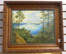 TWO FRAMED "LANDSCAPE" OIL PAINTINGS