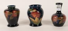 THREE SMALL MOORCROFT VASES