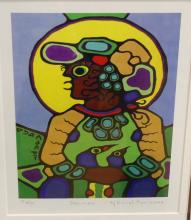 TWO NORVAL MORRISSEAU PRINTS UNDER FRAME