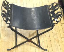 ANTIQUE WROUGHT IRON CAVALRY BENCH