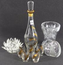 CRYSTAL DECANTER SET, ETC.