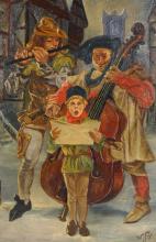 W. JUBB "CHRISTMAS CAROLERS" PAINTING