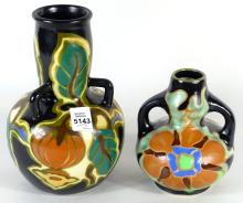 TWO GOUDA STYLE VASES