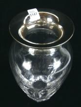 CRYSTAL VASE WITH SILVER RIM