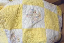 THREE QUILTS AND BLANKET