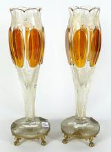 PAIR EXQUISITE GLASS VASES