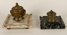 TWO MARBLE STANDISHES