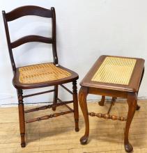 CANED SIDE CHAIR & BENCH