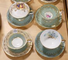 SIX AYNSLEY CUPS AND SAUCERS