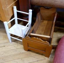 ANTIQUE DOLL FURNITURE AND DOLLHOUSE