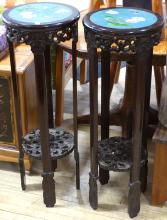 PAIR OF CLOISONNE PLANT STANDS