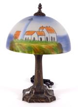 TABLE LAMP WITH REVERSE PAINTED SHADE