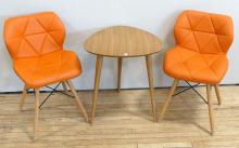 PAIR OF CHAIRS AND SIDE TABLE