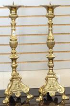 PAIR OF LARGE BRASS CANDLESTICKS