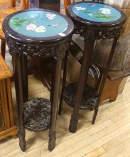 PAIR OF CLOISONNE PLANT STANDS