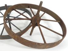 TWO ANTIQUE WAGON WHEELS