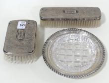 STERLING BRUSHES AND WINE COASTER