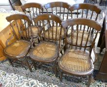 SIX CANED SEAT CHAIRS