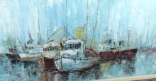 FRAMED "HARBOUR SCENE" OIL PAINTING