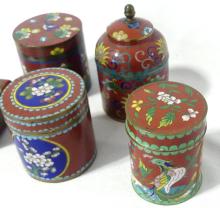 CLOISONNE JARS AND TRINKET BOX