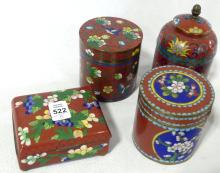 CLOISONNE JARS AND TRINKET BOX