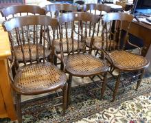 SIX CANED SEAT CHAIRS