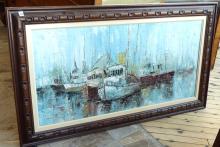 FRAMED "HARBOUR SCENE" OIL PAINTING