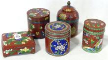 CLOISONNE JARS AND TRINKET BOX