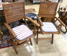 PAIR OF TEAK PATIO CHAIRS