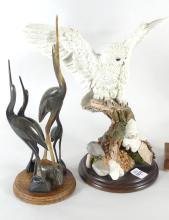 TWO HORN CARVINGS & FIGURINE