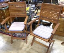 PAIR OF TEAK PATIO CHAIRS