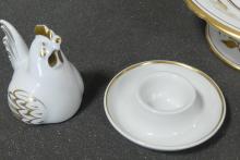 EGG CODDLERS, FIGURINE AND TAZZA
