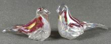 PAIR MURANO GLASS BIRDS