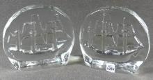 PAIR BLENKO GLASS BOOKENDS