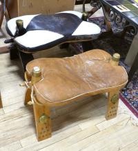 TWO CAMEL SADDLE FOOTSTOOLS