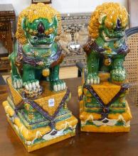 PAIR OF LARGE FOO DOG FIGURINES