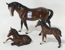 THREE BESWICK "HORSE" FIGURINES