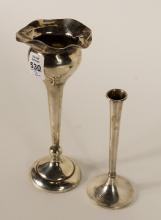 TWO STERLING BUD VASES