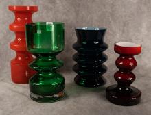 FOUR ART GLASS VASES