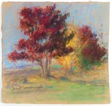 TWO PASTEL DRAWINGS & WATERCOLOUR