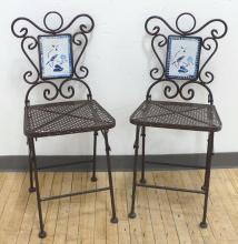 PAIR OF WROUGHT IRON PATIO CHAIRS