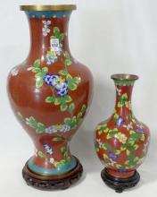 TWO LARGE CHINESE CLOISONNE VASES